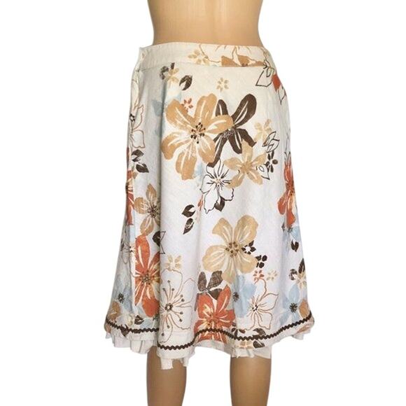 J. Jill Women’s sz 4P Linen A-line Beaded Floral Skirt 4 Petite sz 4 Classic - Picture 5 of 7
